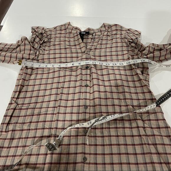 Paige Jenelle Ruffle Shoulders Plaid Long Sleeve Button Down Shirt Size M - Picture 10 of 11